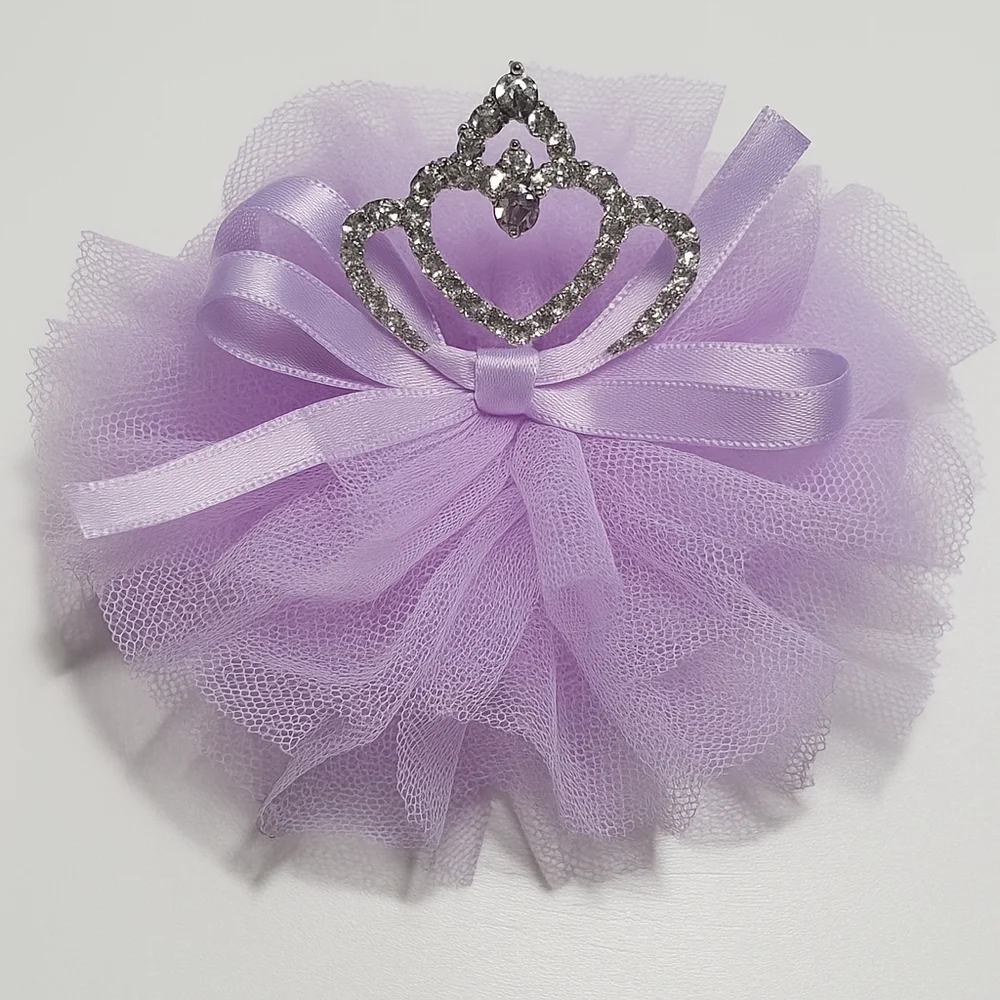 Rhinestone Crown Tulle Hair Clip